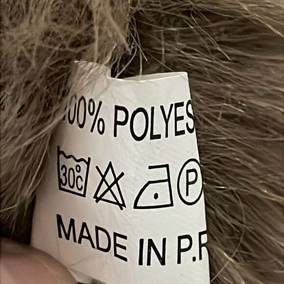 Faux Fur Taupe Gray Scarf Womens 5X37 in. - Picture 3 of 5